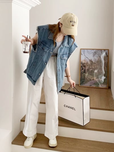 網紅百搭毛邊牛仔背心2