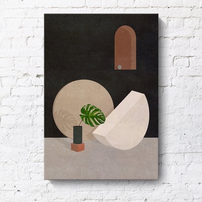 現代簡約 幾何建築創意風景 莫蘭迪色掛畫 8款9