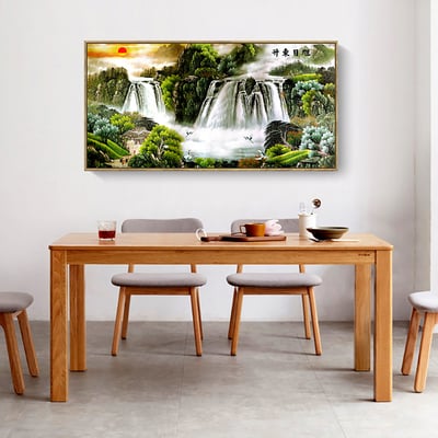 旭日東昇 風水 財位 中式水墨畫  特殊長型畫框  2款1