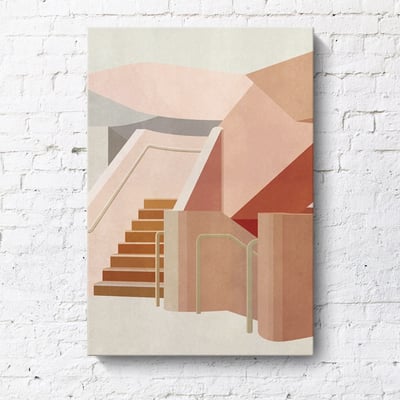 現代簡約 幾何建築創意風景 莫蘭迪色掛畫 10款17