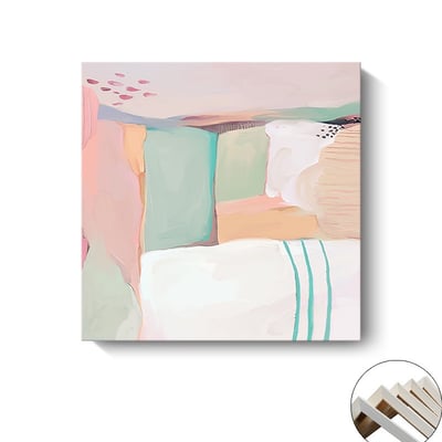 北歐現代壁畫方形色塊肌理抽象 三連畫 3種7