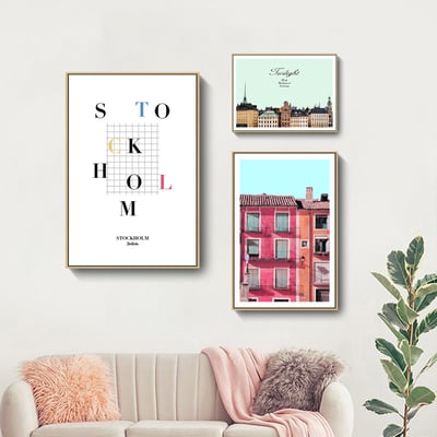 橫式 歐式繽紛建築 文藝風格 ３款2