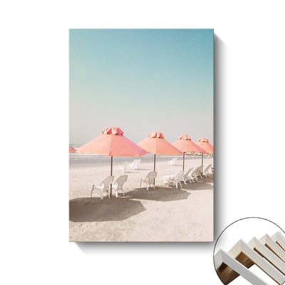 北歐粉色系椰樹大海風景 7款7