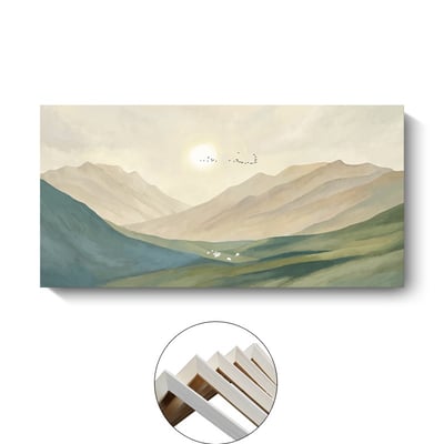 風景畫 山海 山脈 冰山 湖  特殊長型畫框  四款9