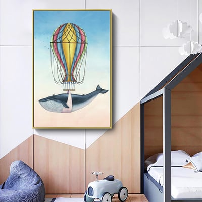 手繪風格 海洋生物系列 藍鯨 鯨魚 企鵝 氣球 六款3