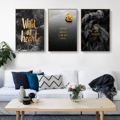 北歐簡約黑白 植物  三款3