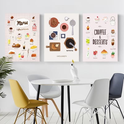 餐廳 咖啡廳 甜點麵包咖啡美食小清新  七款1