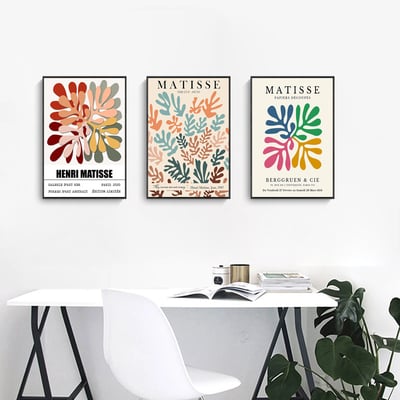 現代簡約馬蒂斯噴繪油畫 色塊抽象植物花卉 8款3