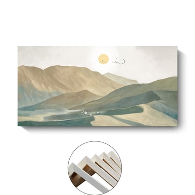 風景畫 山海 山脈 冰山 湖  特殊長型畫框  四款6