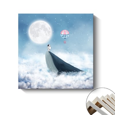 鯨魚宇航員月亮正方形 3種4