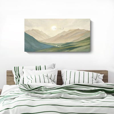 風景畫 山海 山脈 冰山 湖  特殊長型畫框  四款1