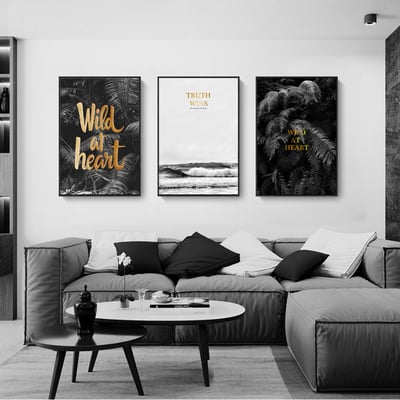 北歐簡約黑白 植物  三款4