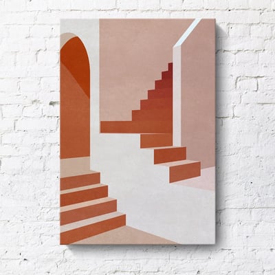 現代簡約 幾何建築創意風景 莫蘭迪色掛畫 10款19