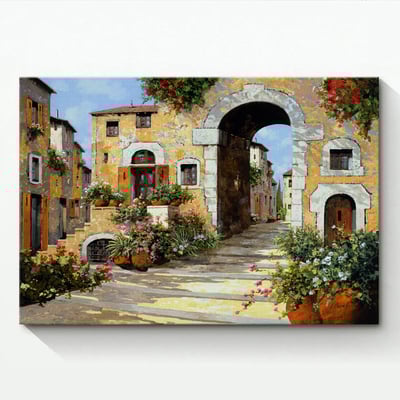 歐式油畫風景 小鎮風景  11款 橫式9