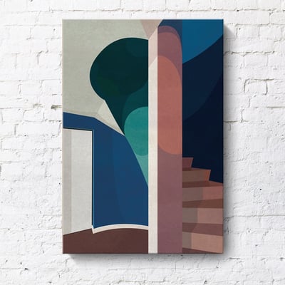 現代簡約 幾何建築創意風景 莫蘭迪色掛畫 10款13