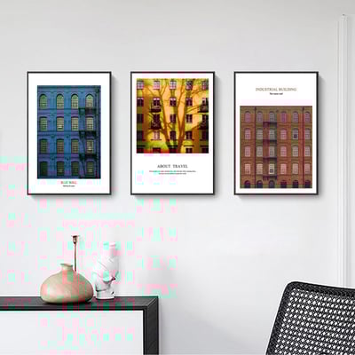 北歐風格彩色牆壁建築窗戶 四款3