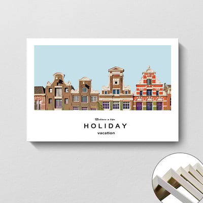 橫式 歐式繽紛建築 文藝風格 ３款6