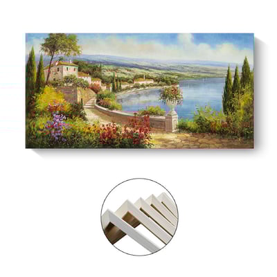 風水 財位 西洋水墨畫  特殊長型畫框  4款8