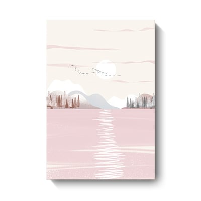 色塊 虛擬森林 小清新少女日系風景插畫粉色 6款8