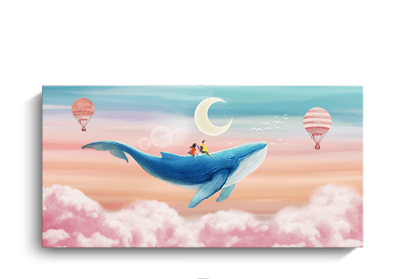 橫式｜療癒系手繪風格雲端鯨魚3