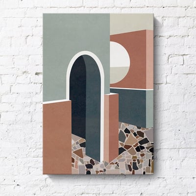 現代簡約 幾何建築創意風景 莫蘭迪色掛畫 10款20