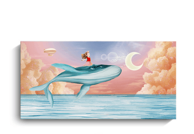 橫式｜療癒系手繪風格雲端鯨魚2