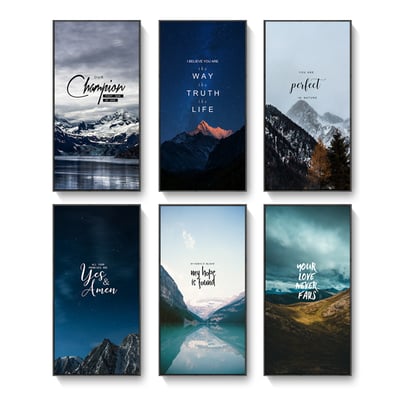 山海 山脈 冰山 湖  特殊長型畫框  六款1