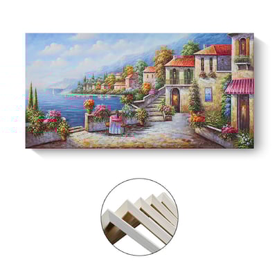 高彩度色系西洋水墨畫  特殊長型畫框  4款6