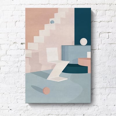 現代簡約 幾何建築創意風景 莫蘭迪色掛畫 8款15