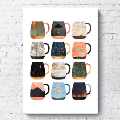 手繪風格咖啡杯   6款7