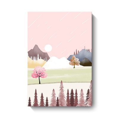 色塊 虛擬森林 小清新少女日系風景插畫粉色 6款9