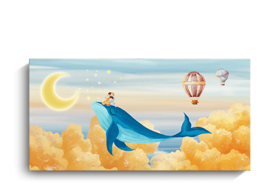 橫式｜療癒系手繪風格夢幻鯨魚2