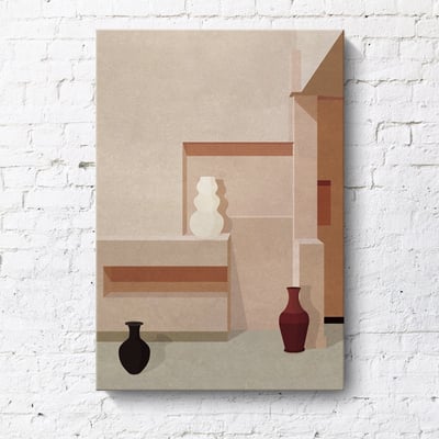 現代簡約 幾何建築創意風景 莫蘭迪色掛畫 10款15