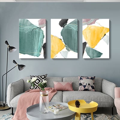 抽象幾何色塊線條 三聯畫 可單買 三款1