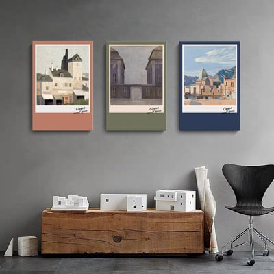 北歐建築微噴風格繪畫 三款1