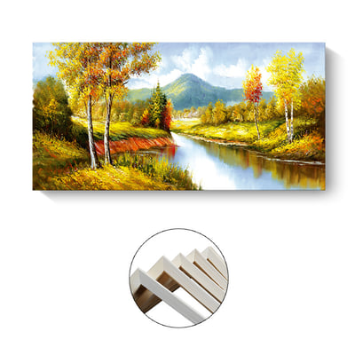 高彩度色系西洋水墨畫  特殊長型畫框  4款4