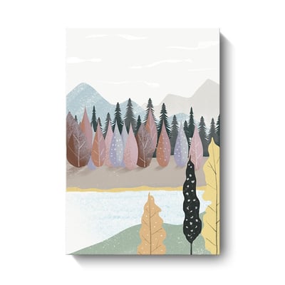 色塊 虛擬森林 小清新少女日系風景插畫粉色 6款10