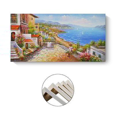 高彩度色系西洋水墨畫  特殊長型畫框  4款5