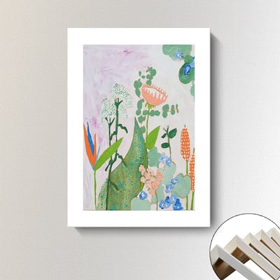 油畫風格 貓咪 陽台 北歐小清新綠色植物 三款8