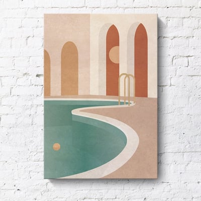 現代簡約 幾何建築創意風景 莫蘭迪色掛畫 8款16