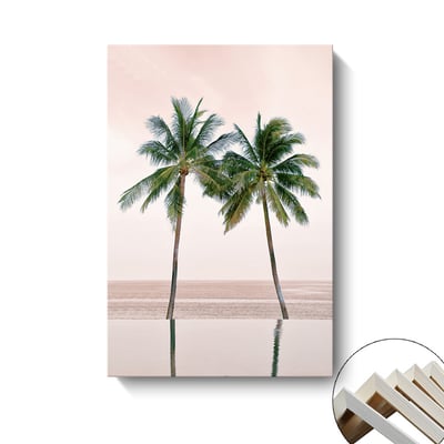 北歐粉色系椰樹大海風景 7款10