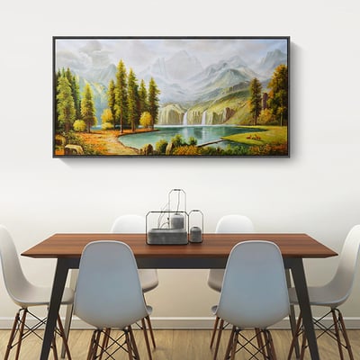 風水 財位 西洋水墨畫  特殊長型畫框  4款1