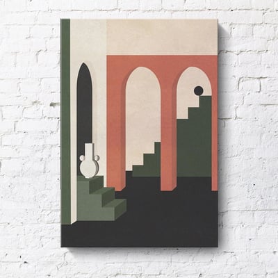 現代簡約 幾何建築創意風景 莫蘭迪色掛畫 8款14