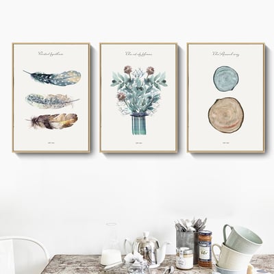 手繪羽毛花朵水彩小清新  三款2