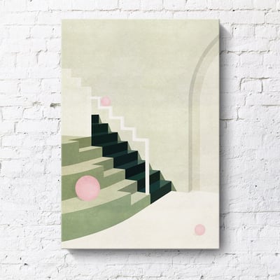 現代簡約 幾何建築創意風景 莫蘭迪色掛畫 10款18