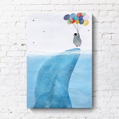 手繪風格 海洋生物系列 藍鯨 鯨魚 企鵝 氣球 六款9
