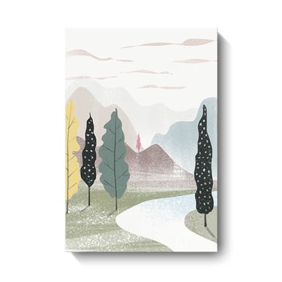 色塊 虛擬森林 小清新少女日系風景插畫粉色 6款12