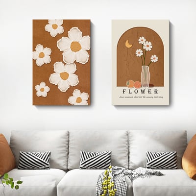 簡約ins奶油風花卉肌理抽象 兩款｜橘色系3