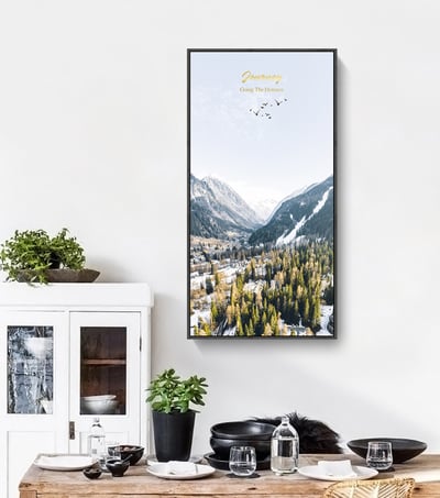 風景畫 山海 山脈 冰山 湖  特殊長型畫框  五款2