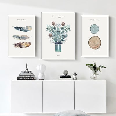 手繪羽毛花朵水彩小清新  三款1